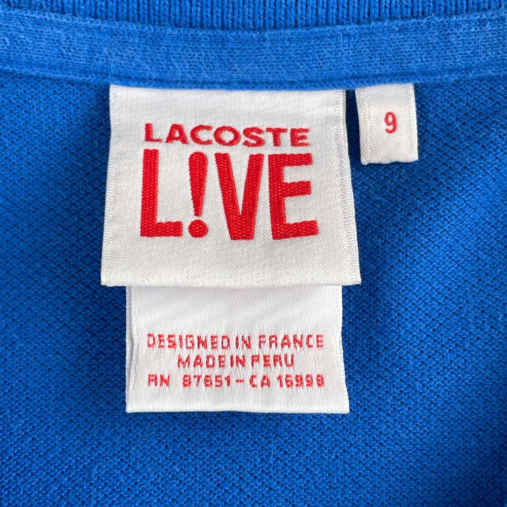 Lacoste Live Polo Shirt Mens Size 9 Blue Classic‎ Croc Logo Casual Preppy Peru - Picture 7 of 8